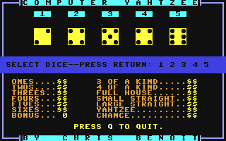 Screenshot for Computer Yahtzee