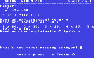 Screenshot for Factor Trinomials I