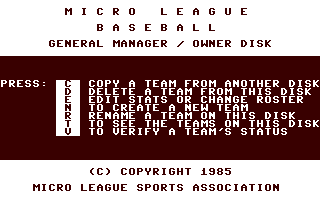 Screenshot for MicroLeague Baseball - General Manager / Owner Disk